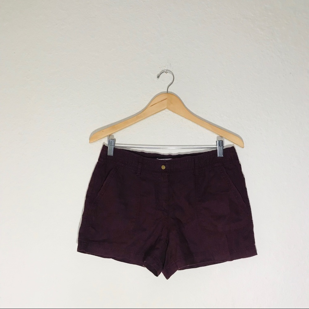 LOFT Plum Linen Shorts